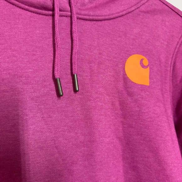 Carhartt Fuchsia pink Relaxed Fit Hoodie spellout hooded sweatshirt S - Picture 4 of 7